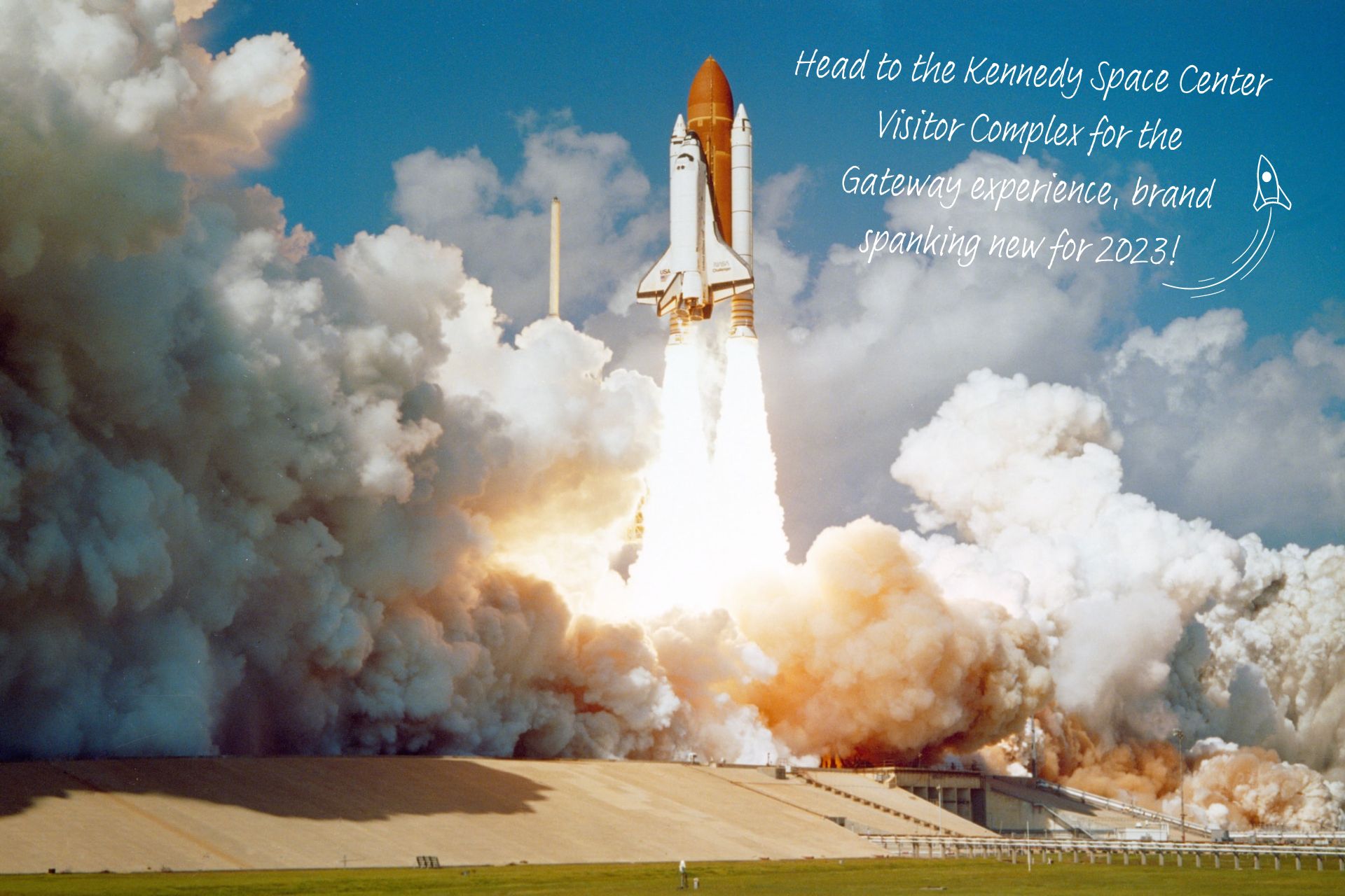 A rocket launches from a space pad at the Kennedy Space Center in Florida.